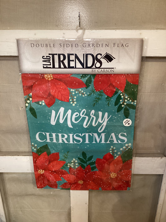 Garden Flag Merry Christmas Poinsettias