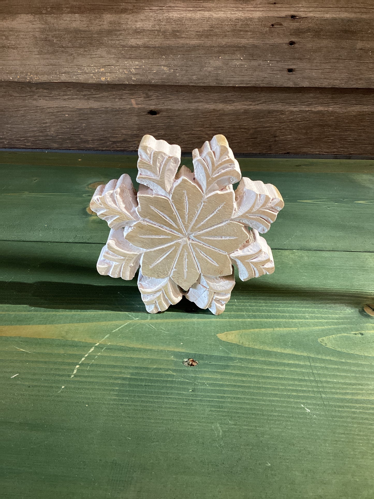 Carved Wood Snowflake (med)
