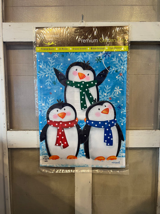 Garden Flag Winter Penguins