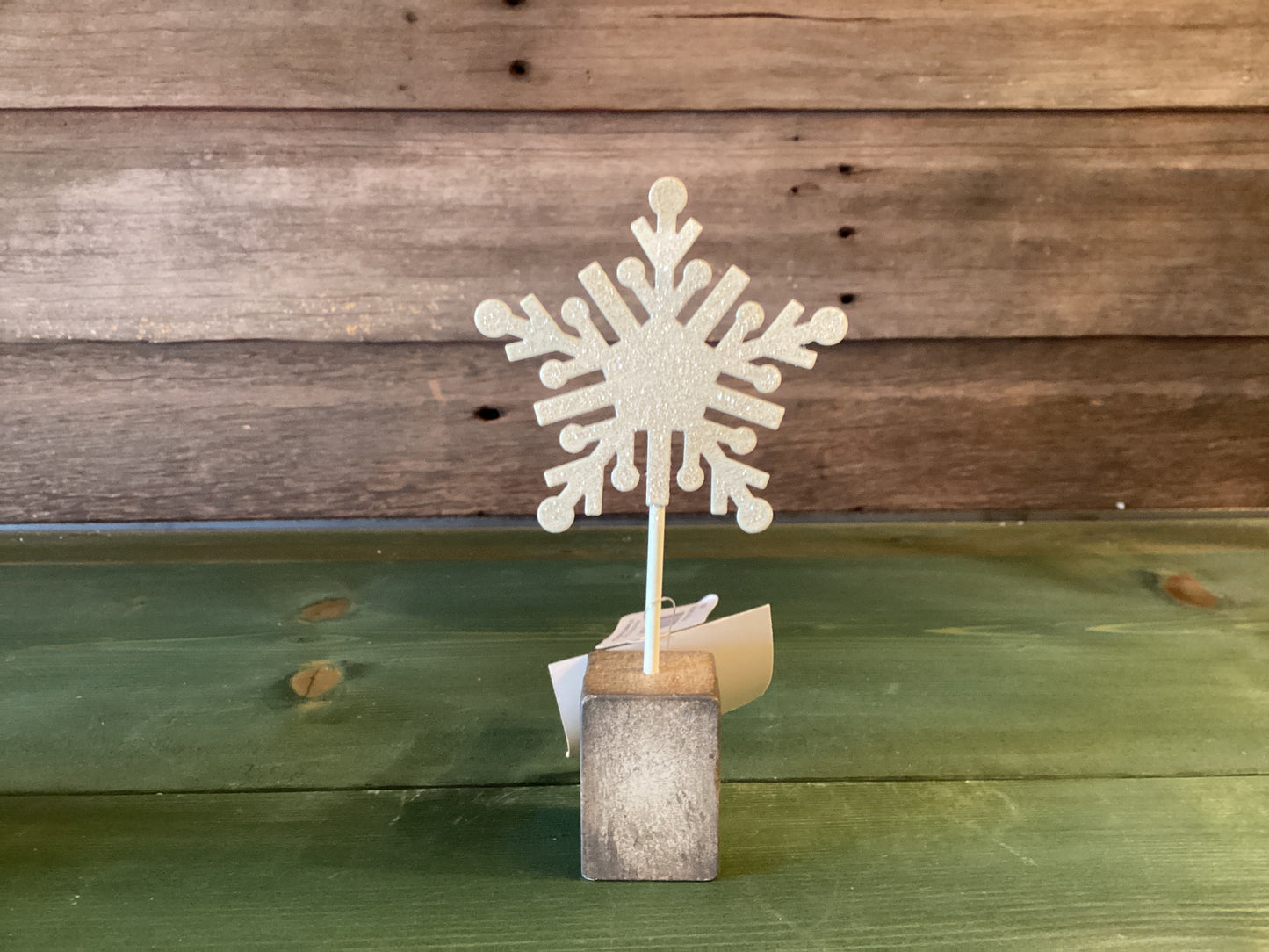 Wood Block Snowflake w/ Clip