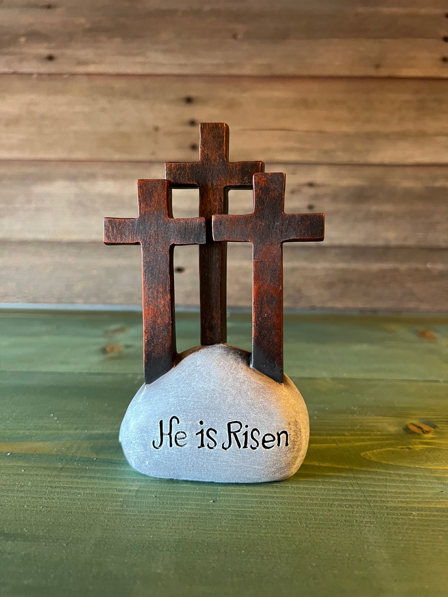 He Is Resin Three Crosses