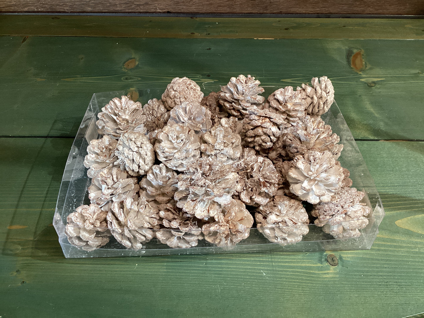 White Glitter Pinecones