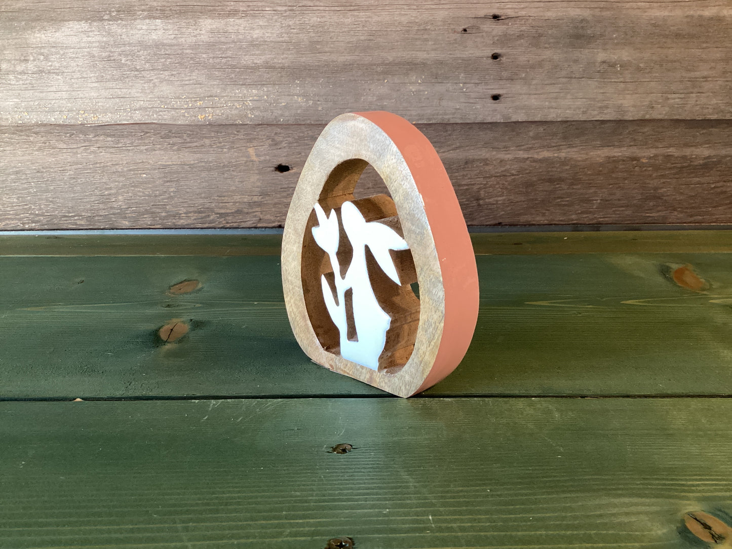 Enamel/Wood Easter Bunny Inside Pink Egg