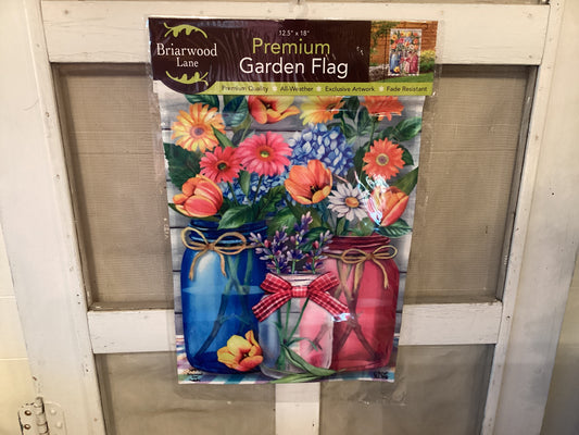 Garden Flag Spring Floral Jars Rustic