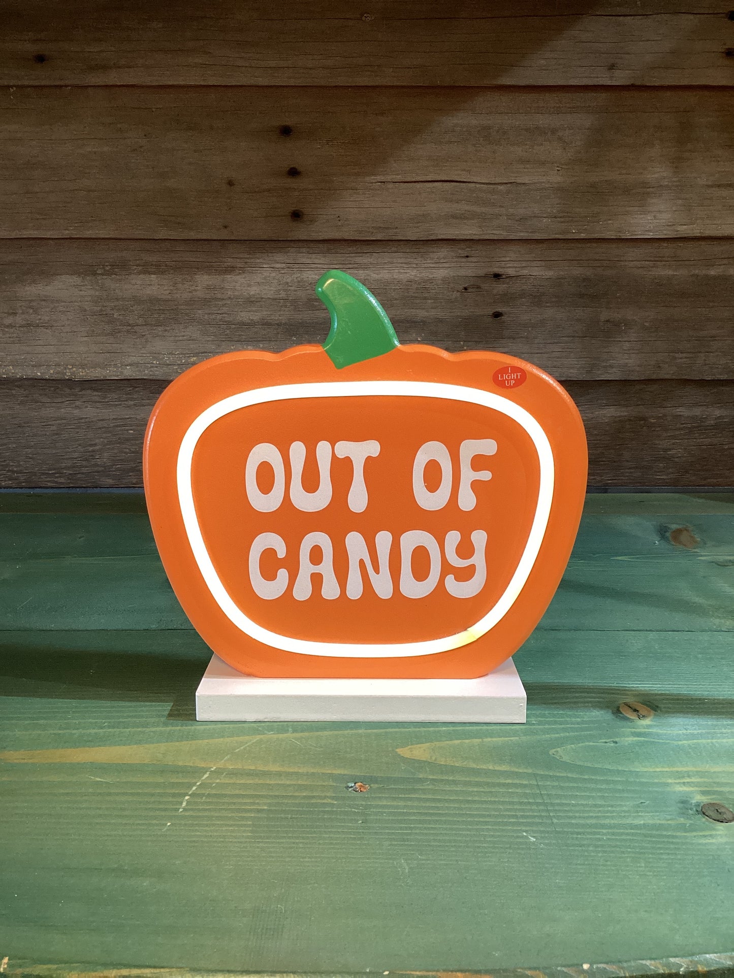 “Out Of Candy” Light Up Pumpkin