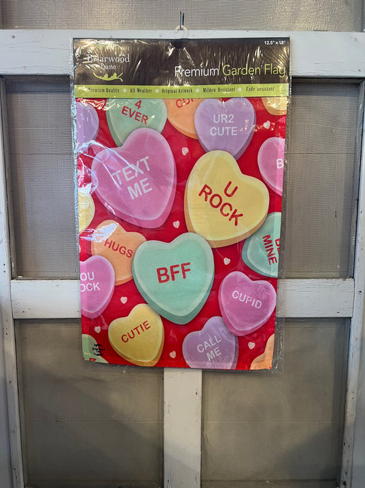 Garden Flag Candy Hearts