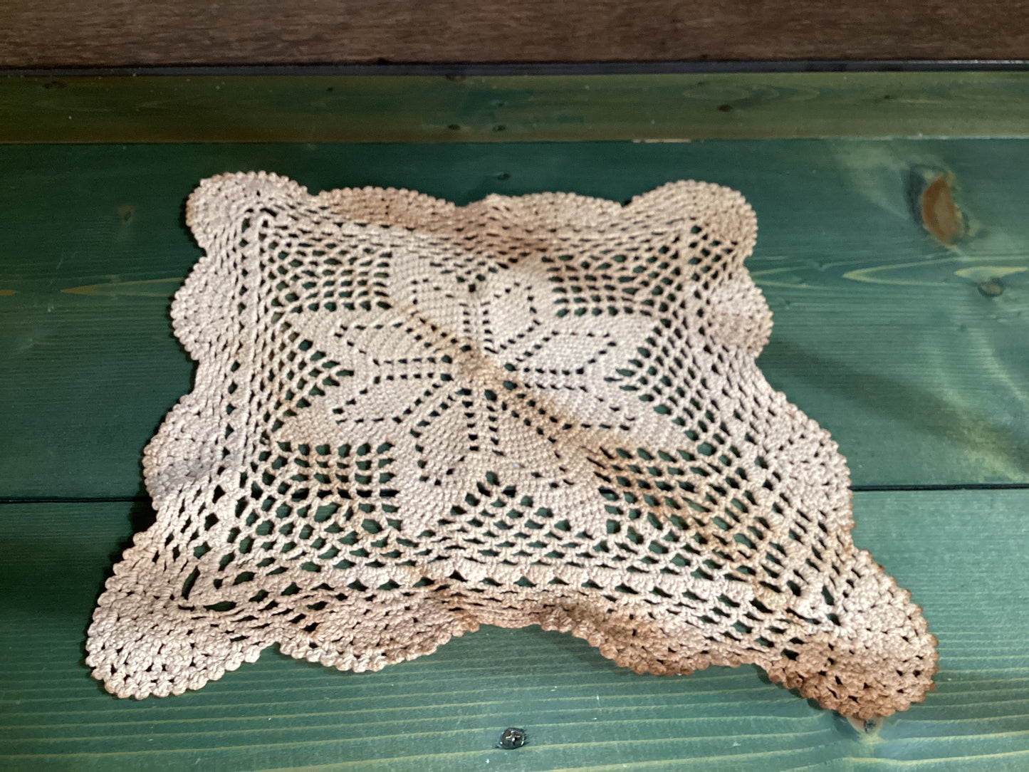 Tea Stained Square 12” Doily
