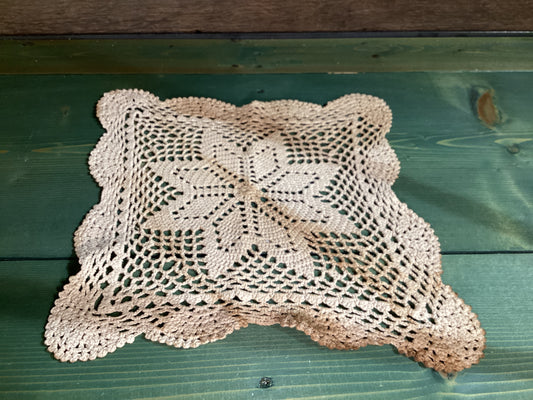 Tea Stained Square 12” Doily