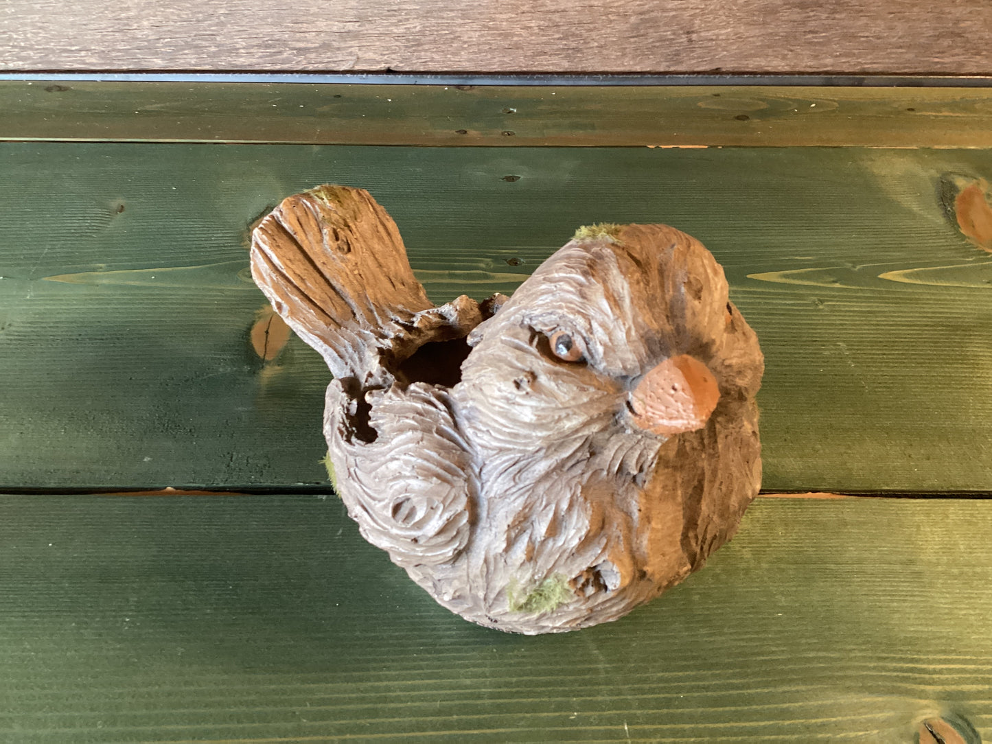Wooden Resin Bird Planter
