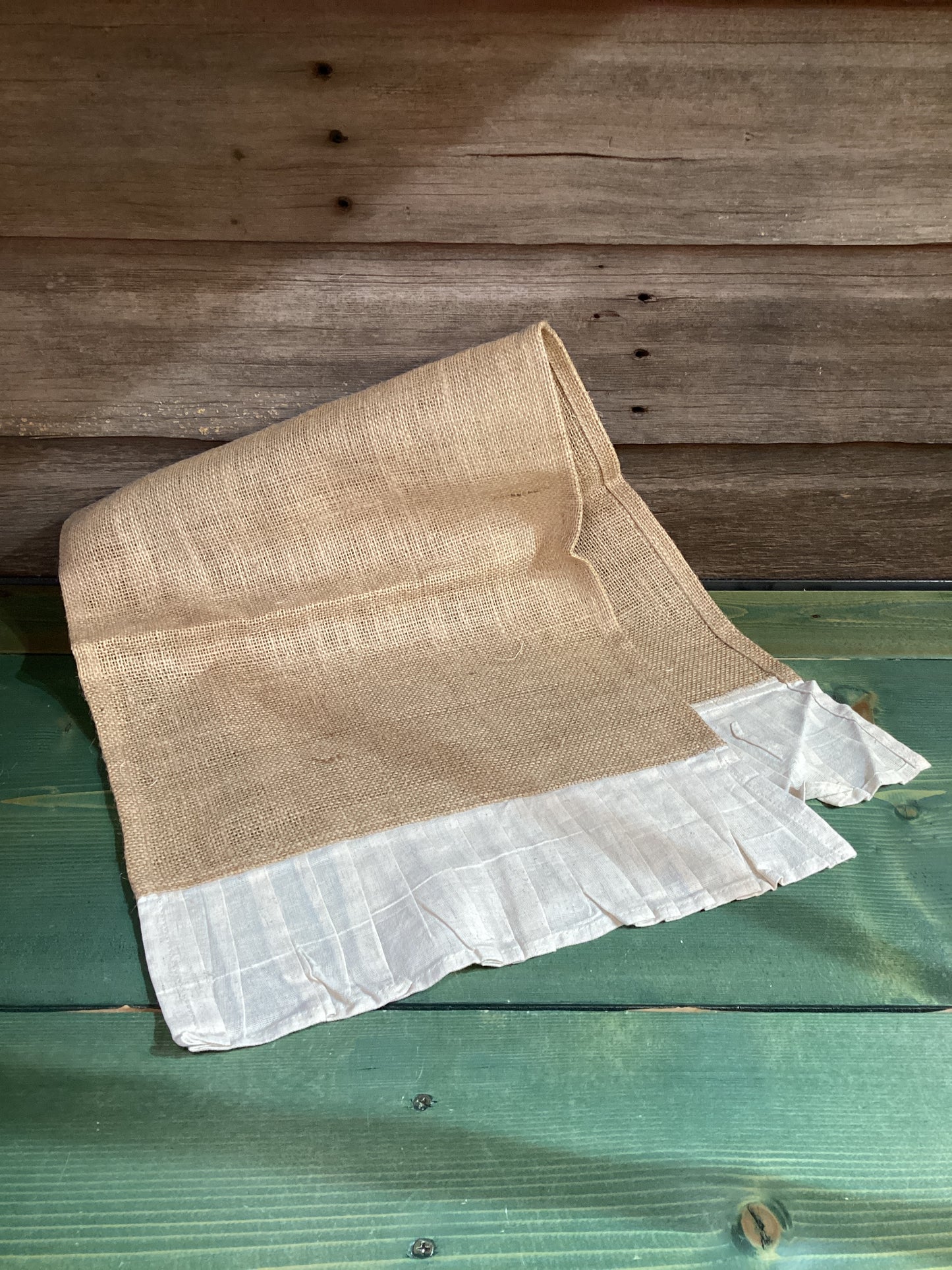 Burlap Cream Ruffle Runner