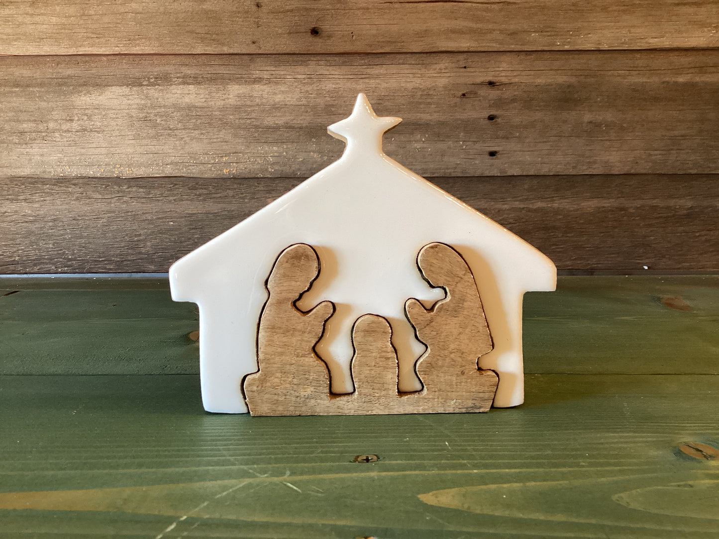 Enamel/Wood 3D Nativity