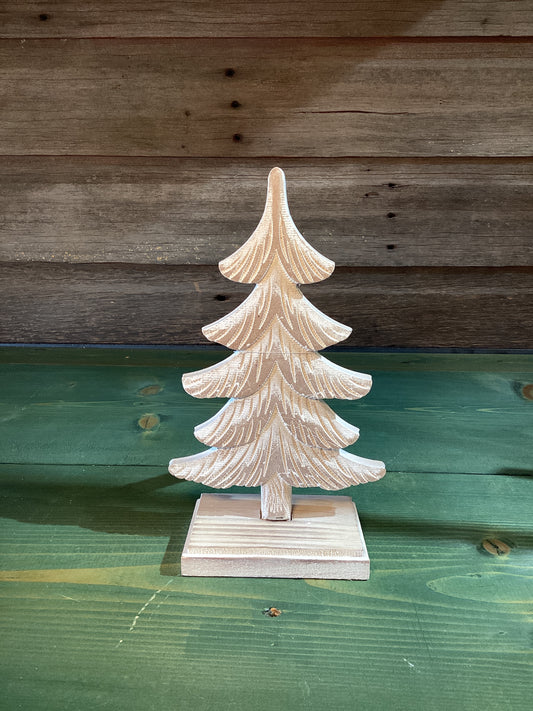 Whitewashed Wooden Tree on Stand (sm)