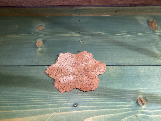 Tea Stained Round 4” Doily