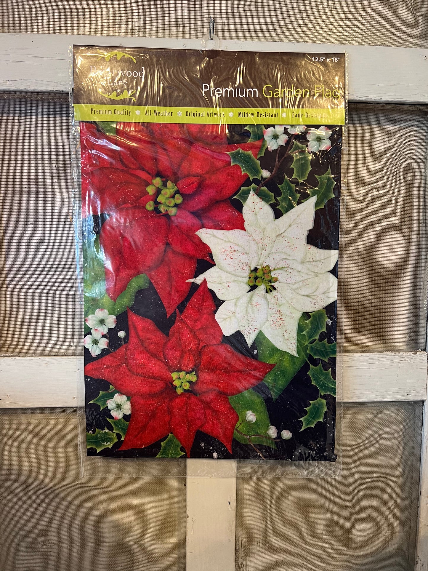Garden Flag Festive Poinsettia