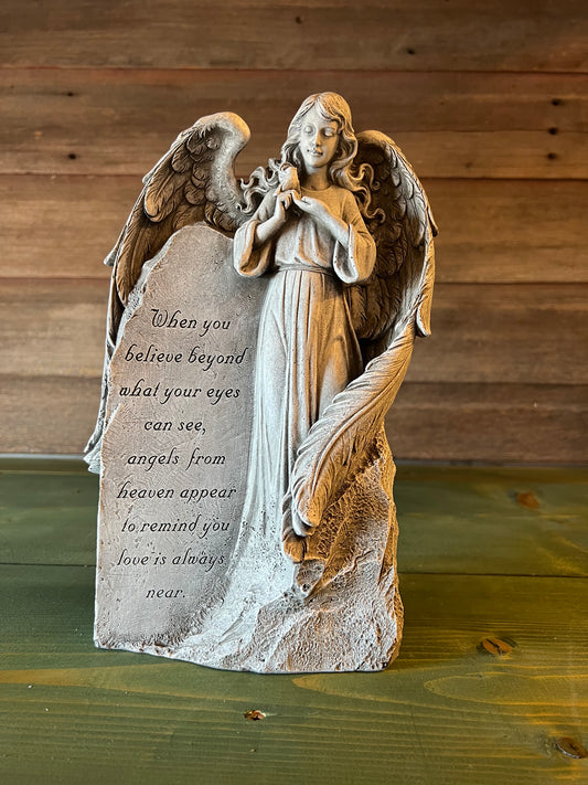 Memorial Garden Angel Statue w/Bird