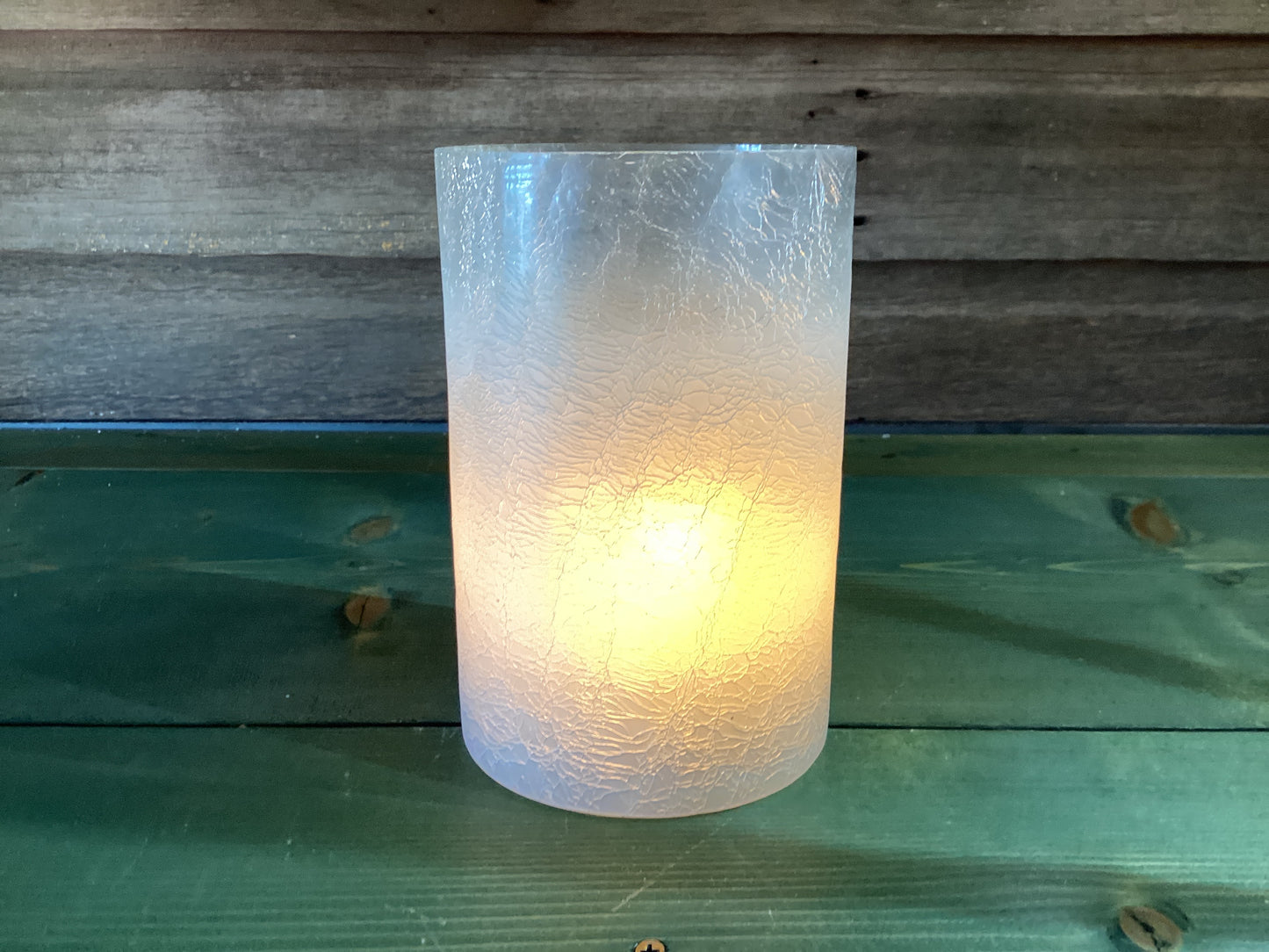 White Crackle Glass Cylinder (chubby)