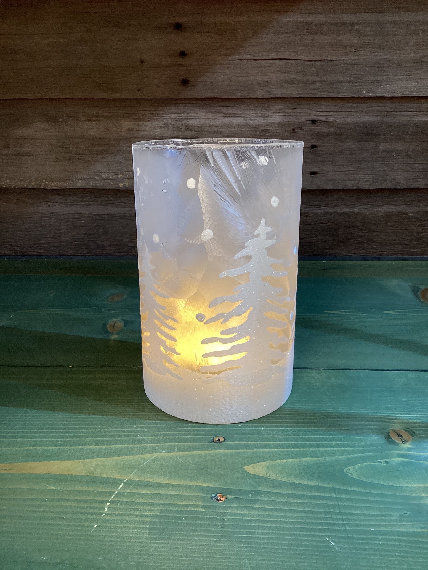 Frosted White Winter Tree Cylinder (lg)