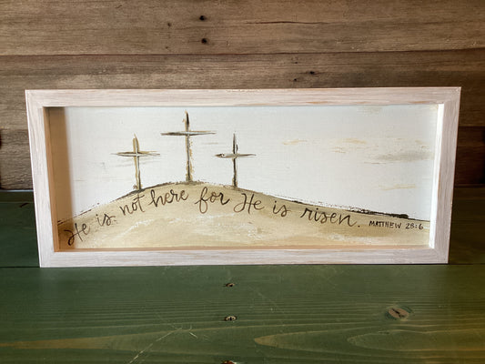 He Is Not Here… Framed Canvas