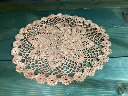 Tea Stained Round 14" Doily