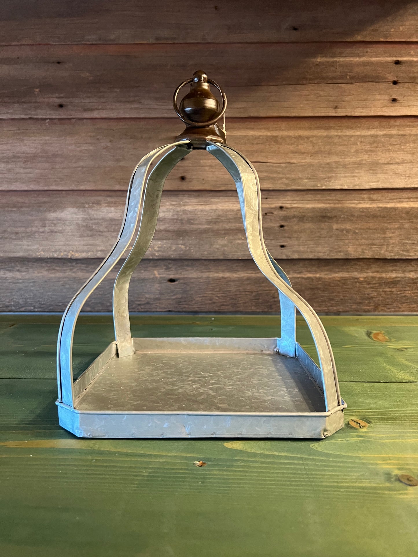 Galvanized Pyramid Open Lantern (lg)