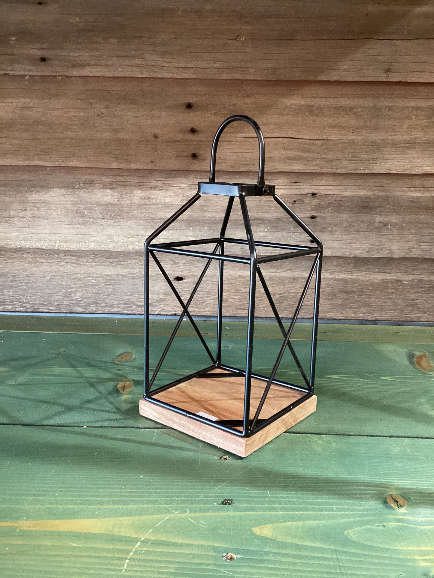 Iron & Wood Open Lantern (small)