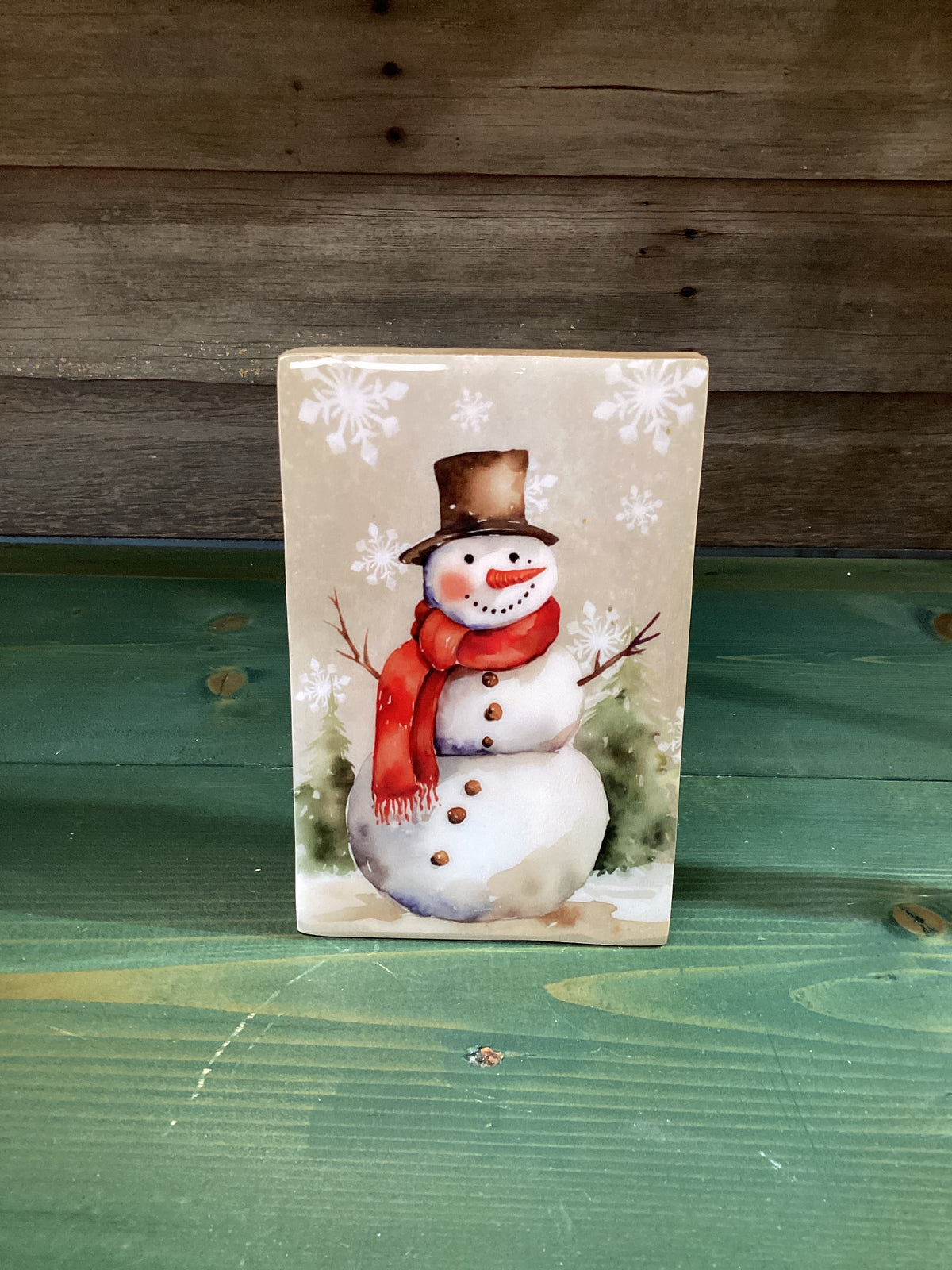 Country Christmas Snowman Block (lg)
