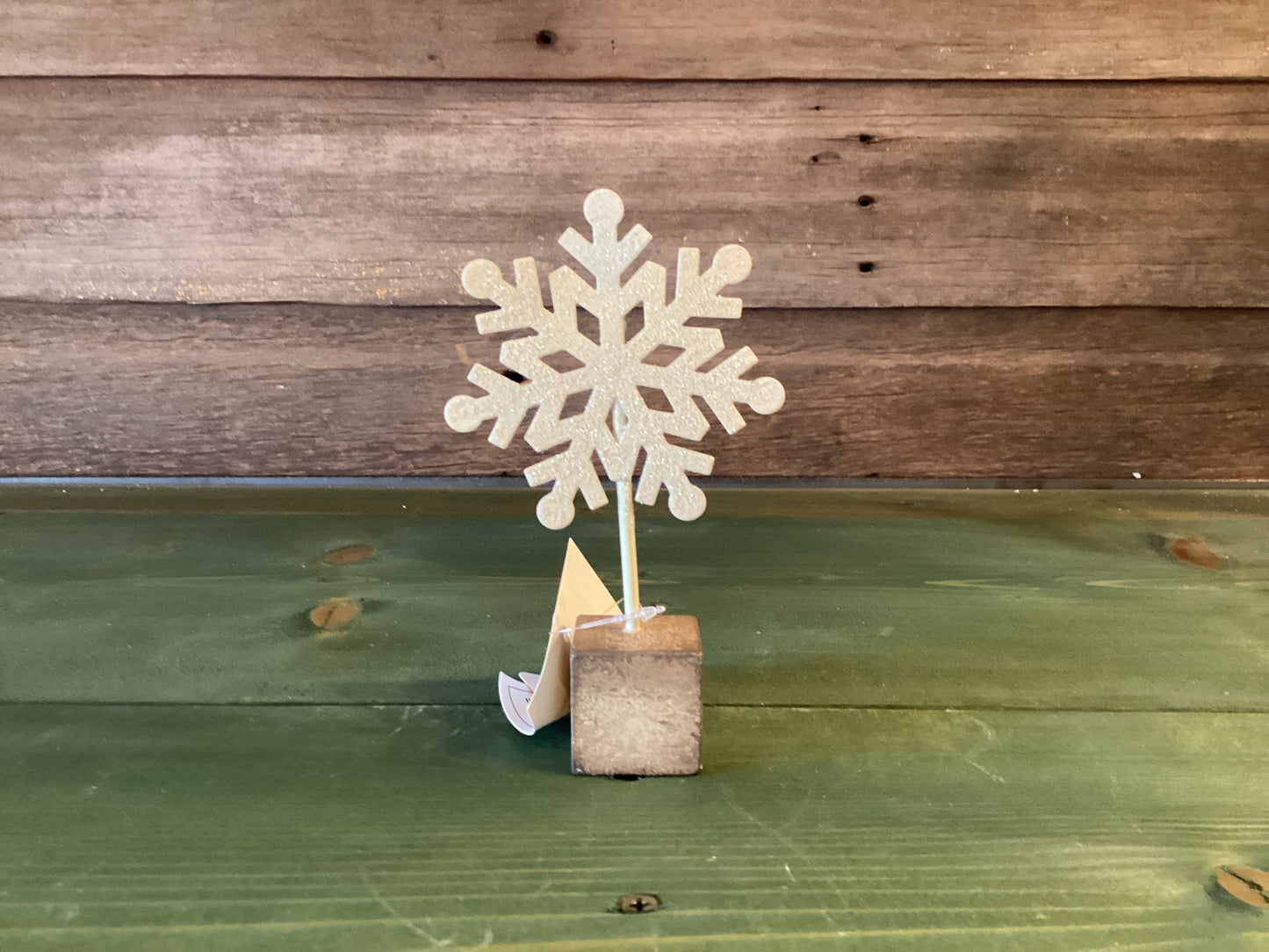 Wood Block Snowflake w/ Clip