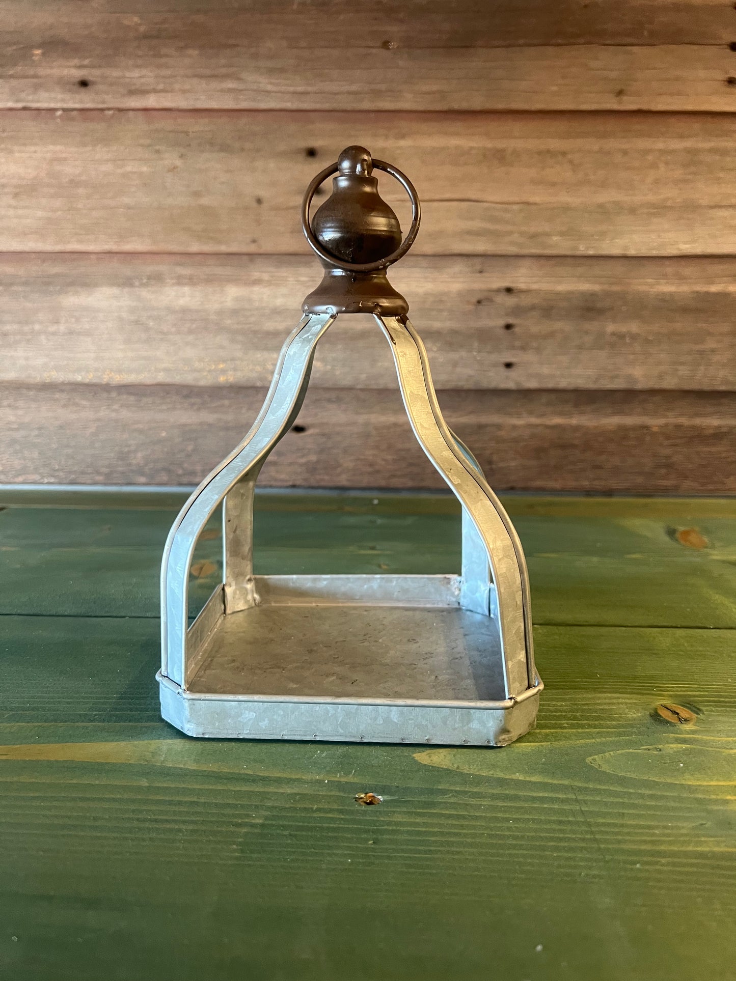 Galvanized Pyramid Open Lantern (sm)