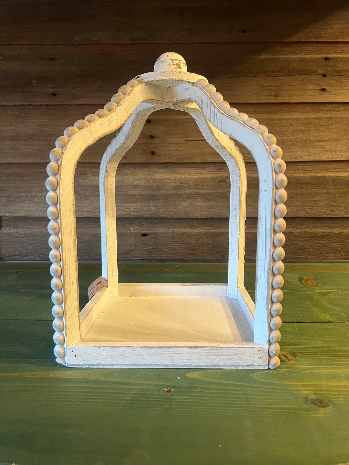 White Beaded Open Lantern (lg)