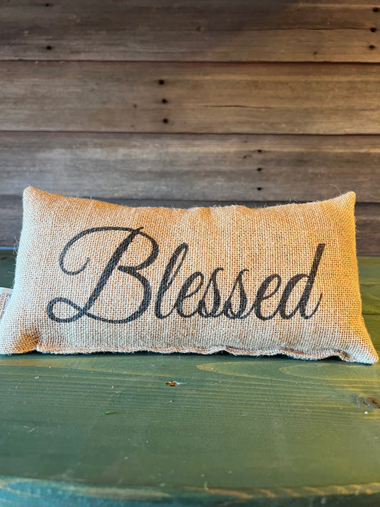 "Blessed" Burlap Pillow