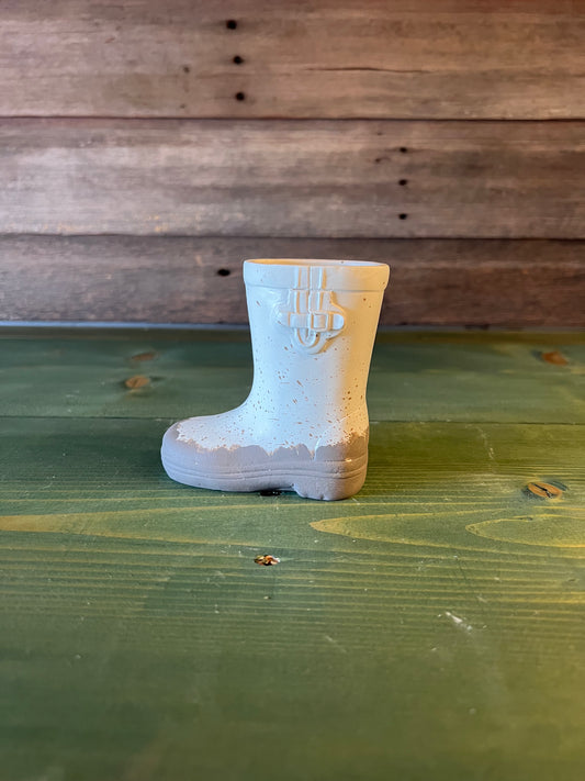 White Resin Rainboot Vase