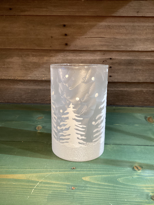 Frosted White Winter Tree Cylinder (lg)