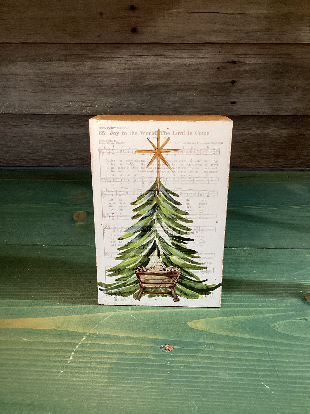 Hand Painted Tree w/ Manger Block
