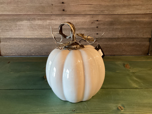 White Ceramic Pumpkin (med)