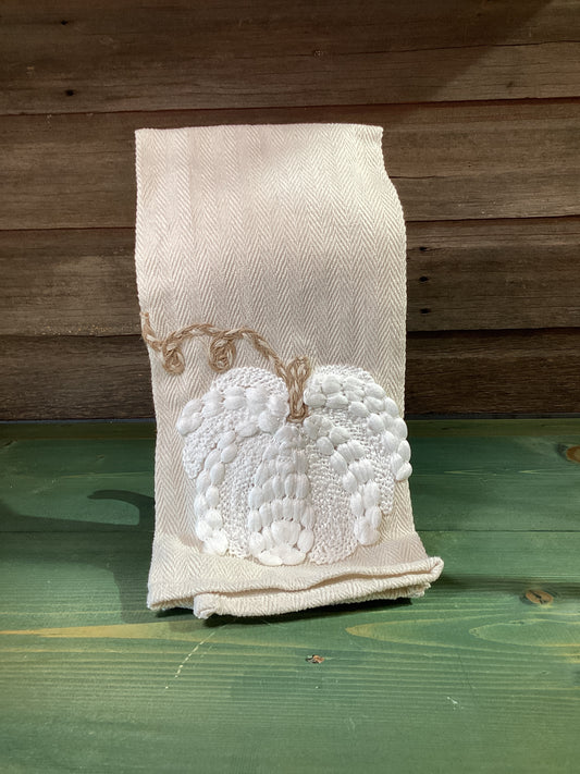 Embroidered White Pumpkin Hand Towel