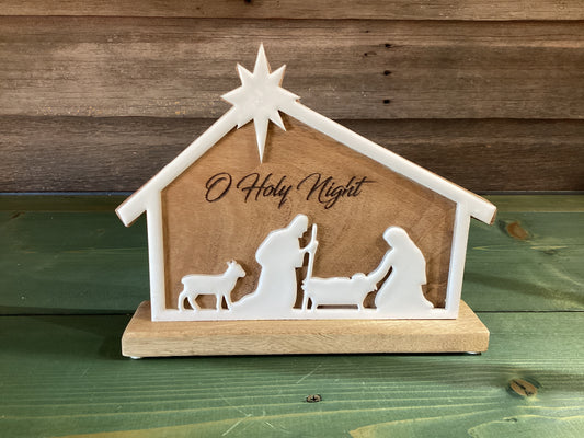 O Holy Night Holy Family Enamel/Wood Nativity