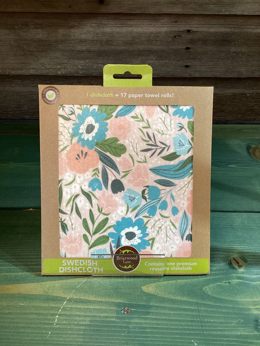 Swedish Dishcloth Blue & Pink Floral