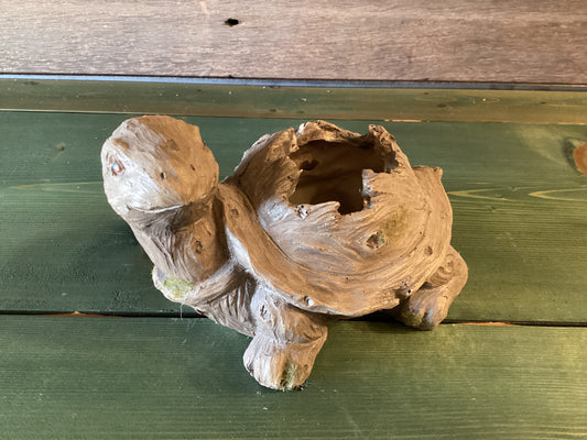 Wooden Resin Turtle Planter
