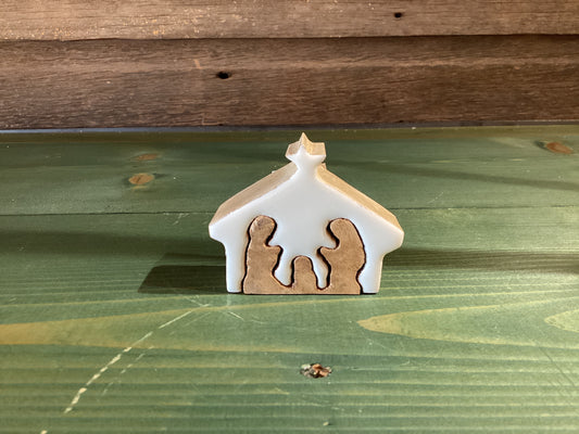 Enamel/Wood Mini Mini 3D Nativity