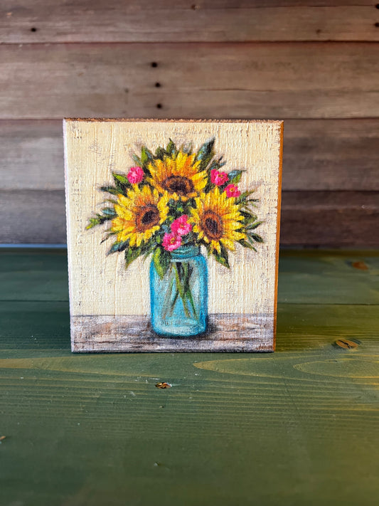 Sunflowers In Jar Block