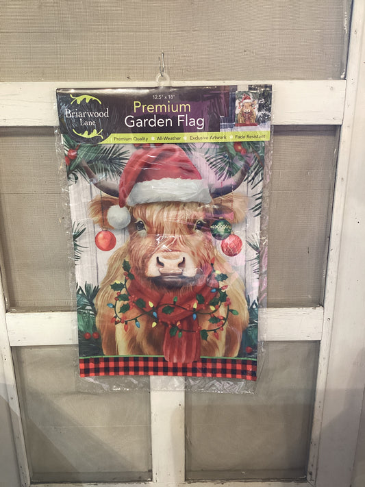 Garden Flag Holiday Highland Cow