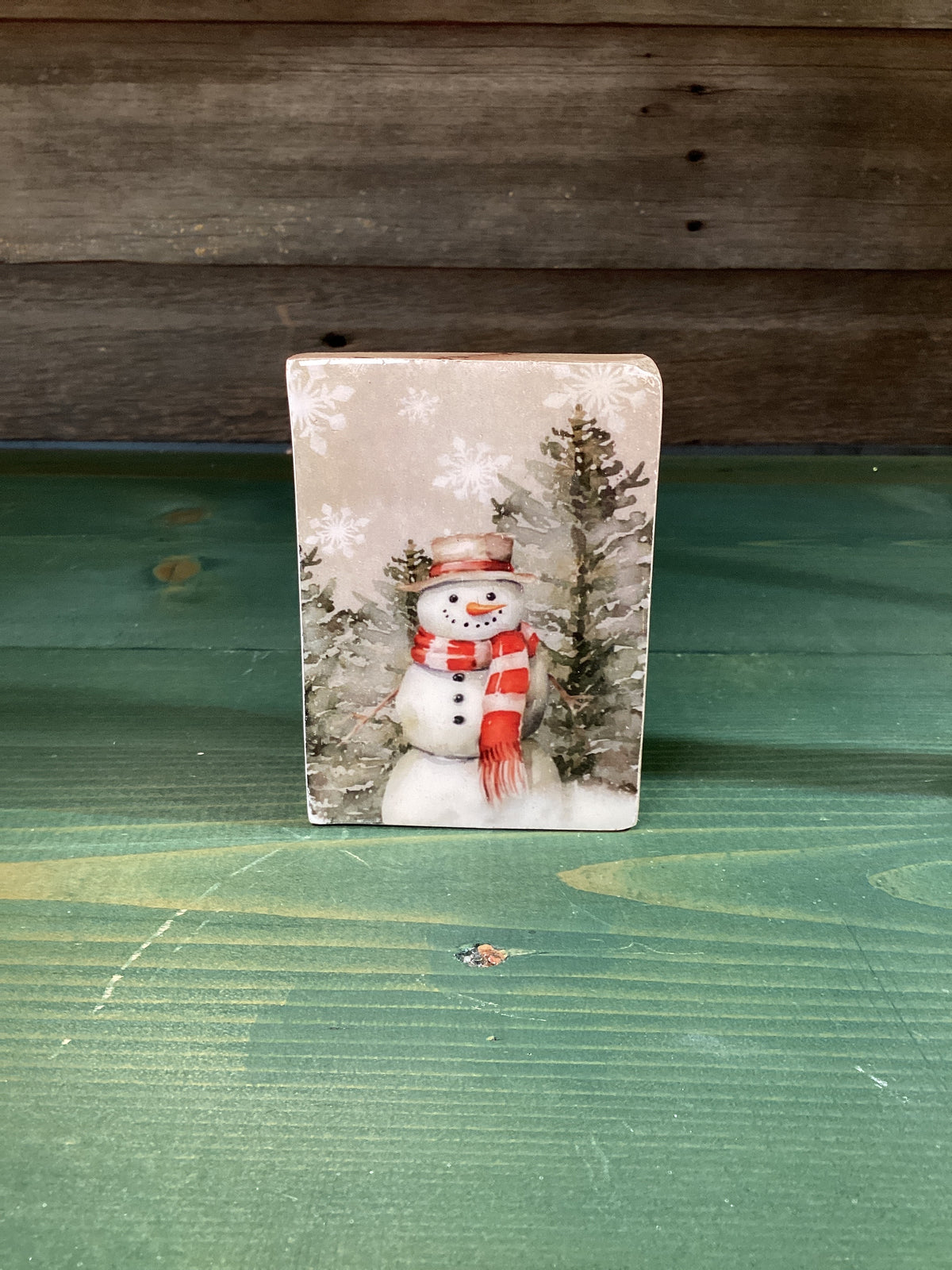 Country Christmas Snowman Block (sm)