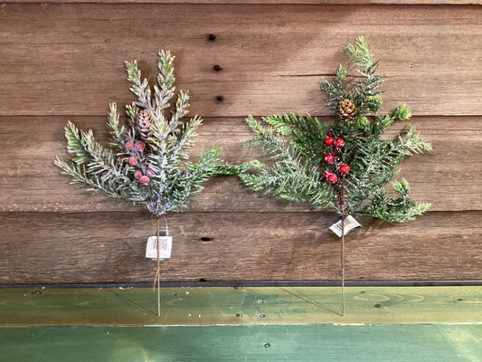 Sullivans Frosted Pine Pick w/ Berries