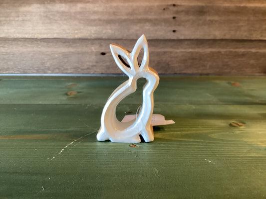 Enamel Mini White Open Bunny