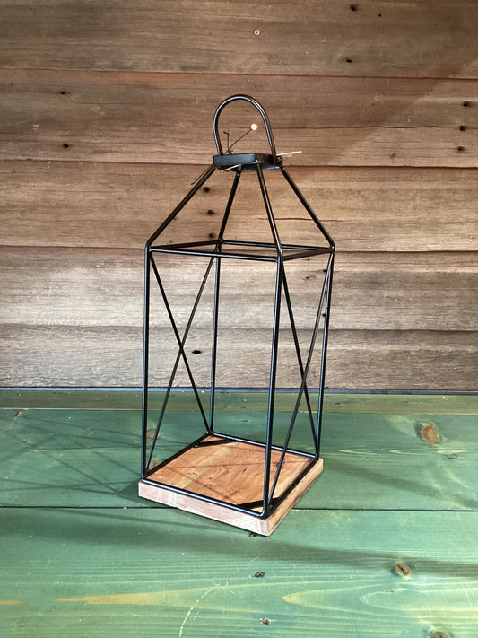 Iron & Wood Open Lantern (large)