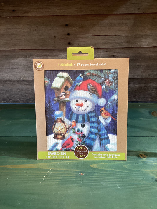 Swedish Dishcloth Snowman & Winter Birds