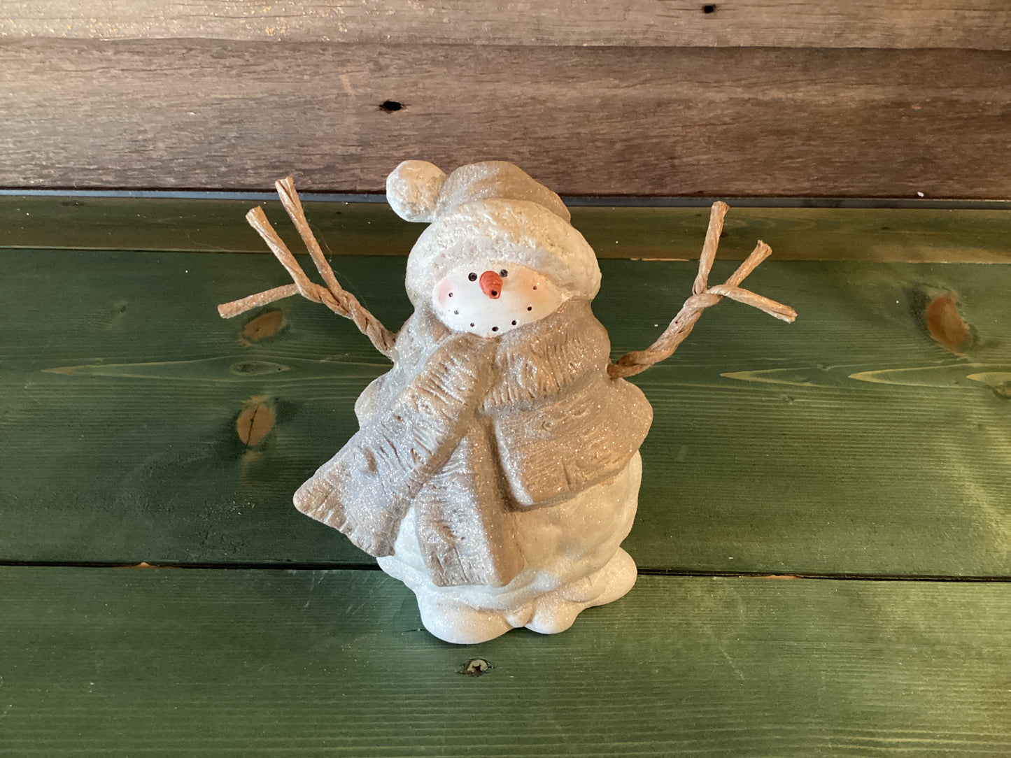 Golden Resin Winter Snowman