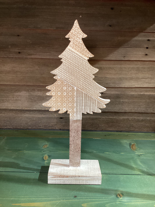 Mixed Pattern Wooden Tree on Base (lg)