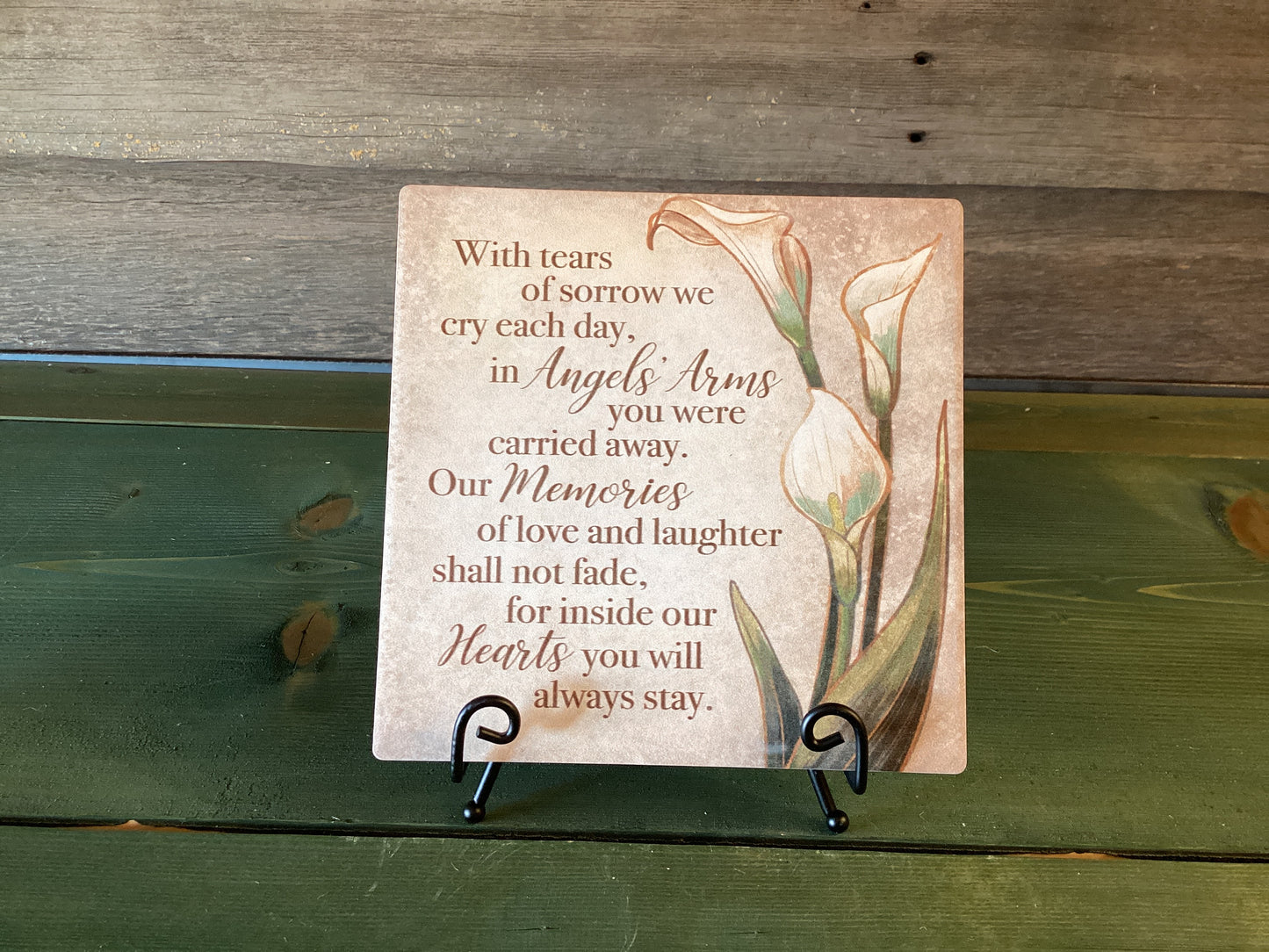 Ceramic Plaque with Easel Angels’ Arms