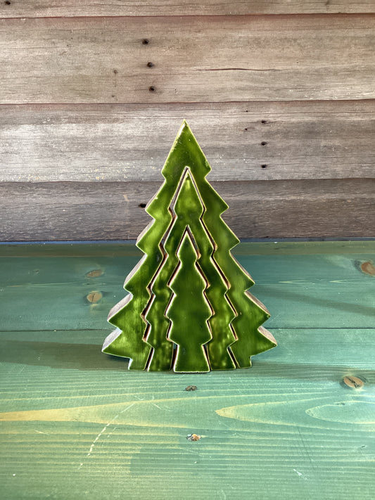 3D Enamel/Wood Green Tree